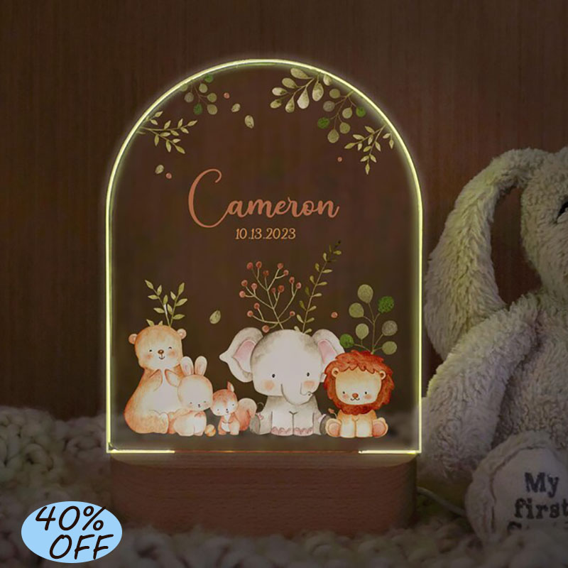 Baby Nursery Light - اسم مخصص الطفل ضوء الليل شخصية