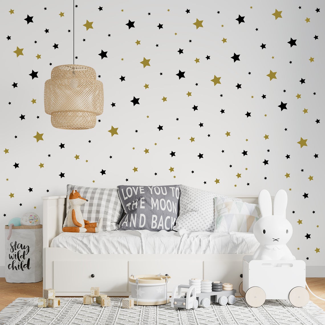Baby Nursery Stickers - الكرتون 65 قطعة ستار الجدار ملصق