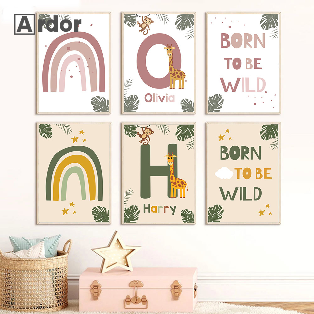 Baby Nursery Animal Pictures - الشمال الغابة الحيوان الملصقات اسم مخصص