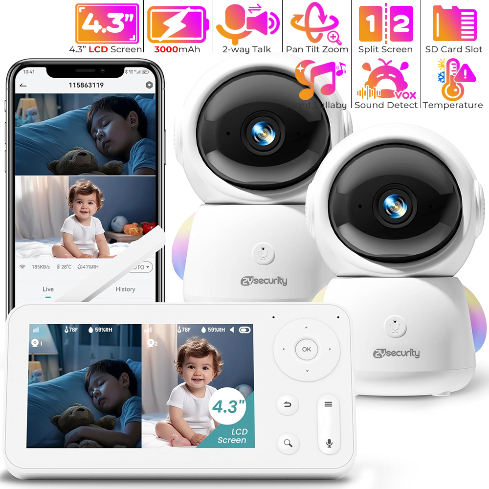 Baby Nursery Light - جهاز مراقبة الطفل 2K مع كاميرتين