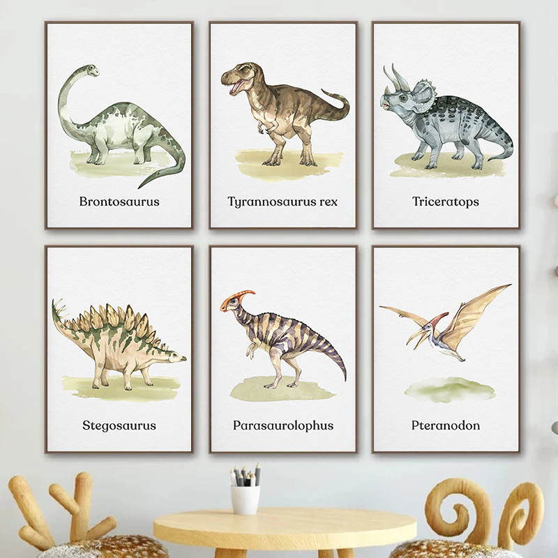 Baby Nursery Animal Pictures - الألوان المائية ديناصور المشارك الحضانة الصبي