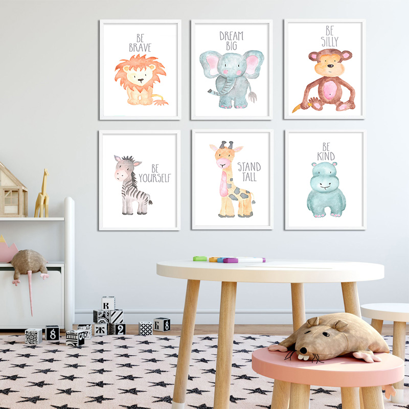 Baby Nursery Animal Pictures - طفل الحيوان الأسد الفيل الزرافة قماش