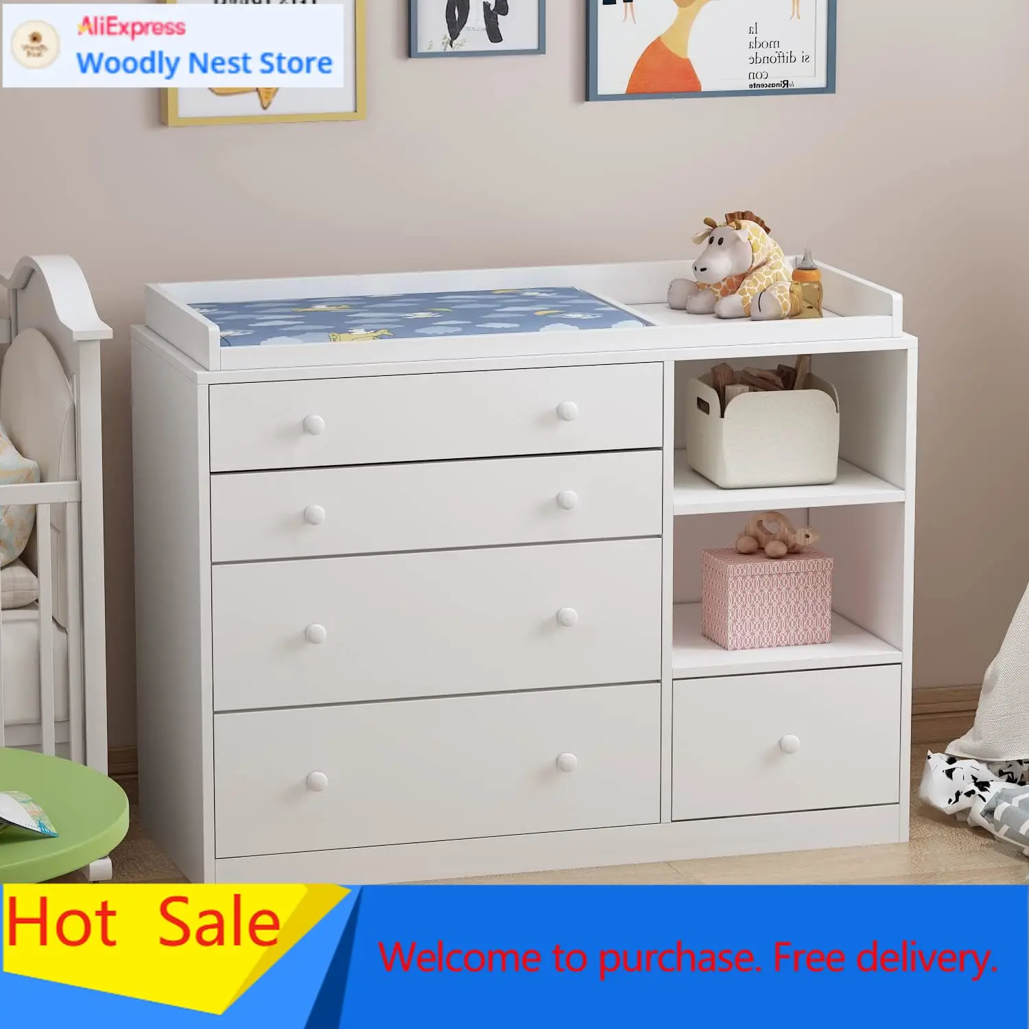خزانة ملابس للأطفال، خزانة بيض - مراجعة Baby Nursery Dresser وسعره