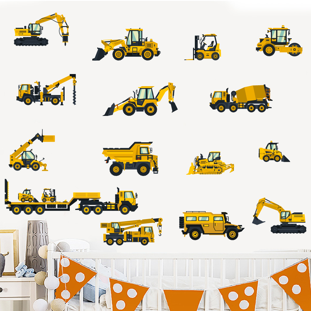 الكرتون حفارة الهندسة سيارة ال - مراجعة Baby Nursery Stickers وسعره