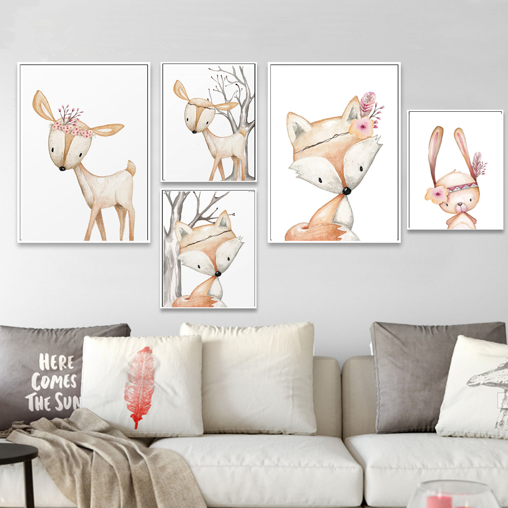 الكرتون الأرنب المشارك الثعلب  - مراجعة Baby Nursery Animal Pictures وسعره