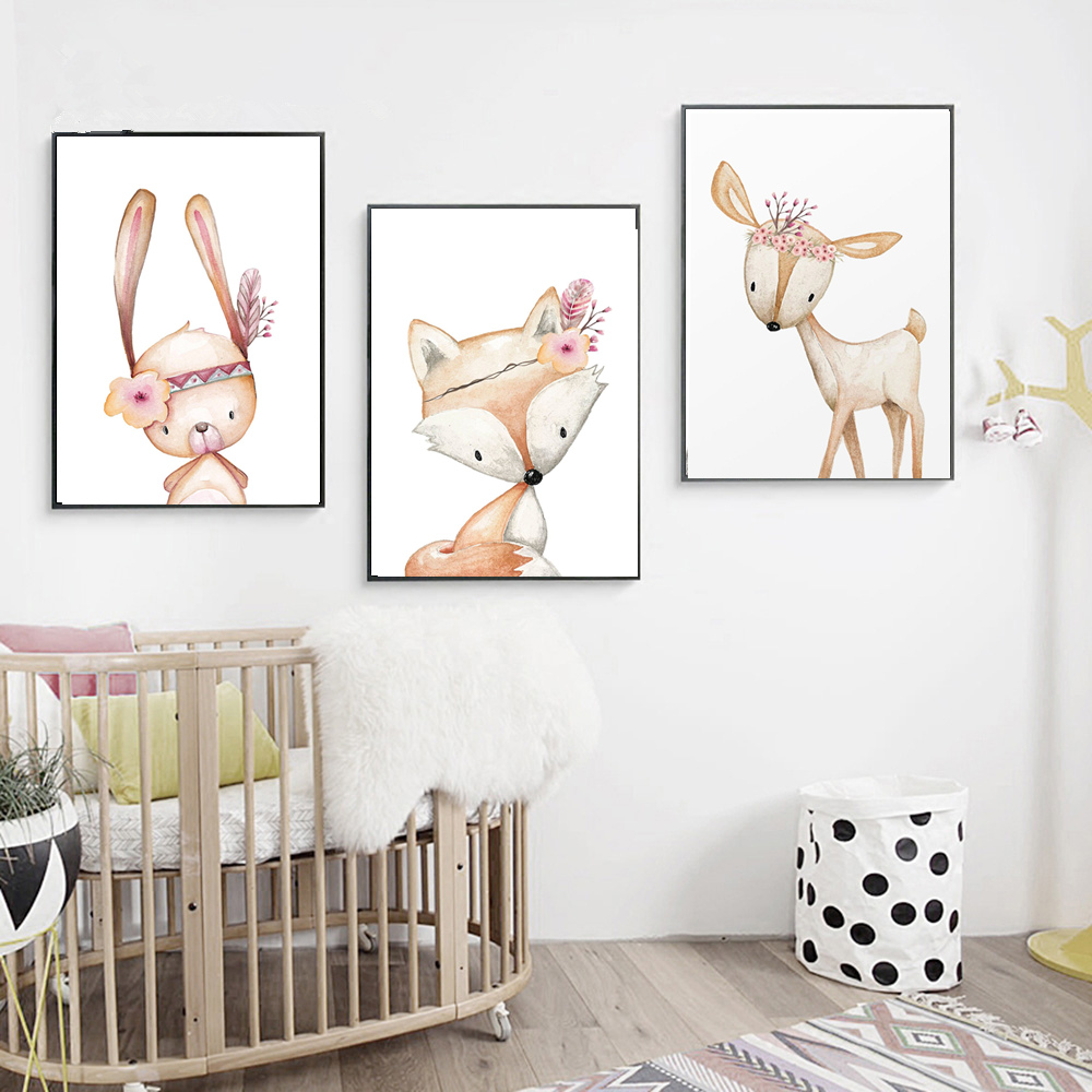 الكرتون الأرنب المشارك الثعلب  - مراجعة Baby Nursery Animal Pictures وسعره