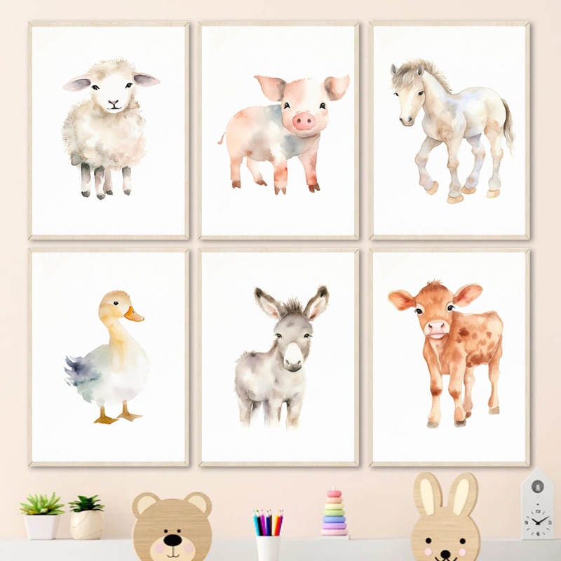 ملصقات ومطبوعات حيوانات المزرع - مراجعة Baby Nursery Animal Pictures وسعره