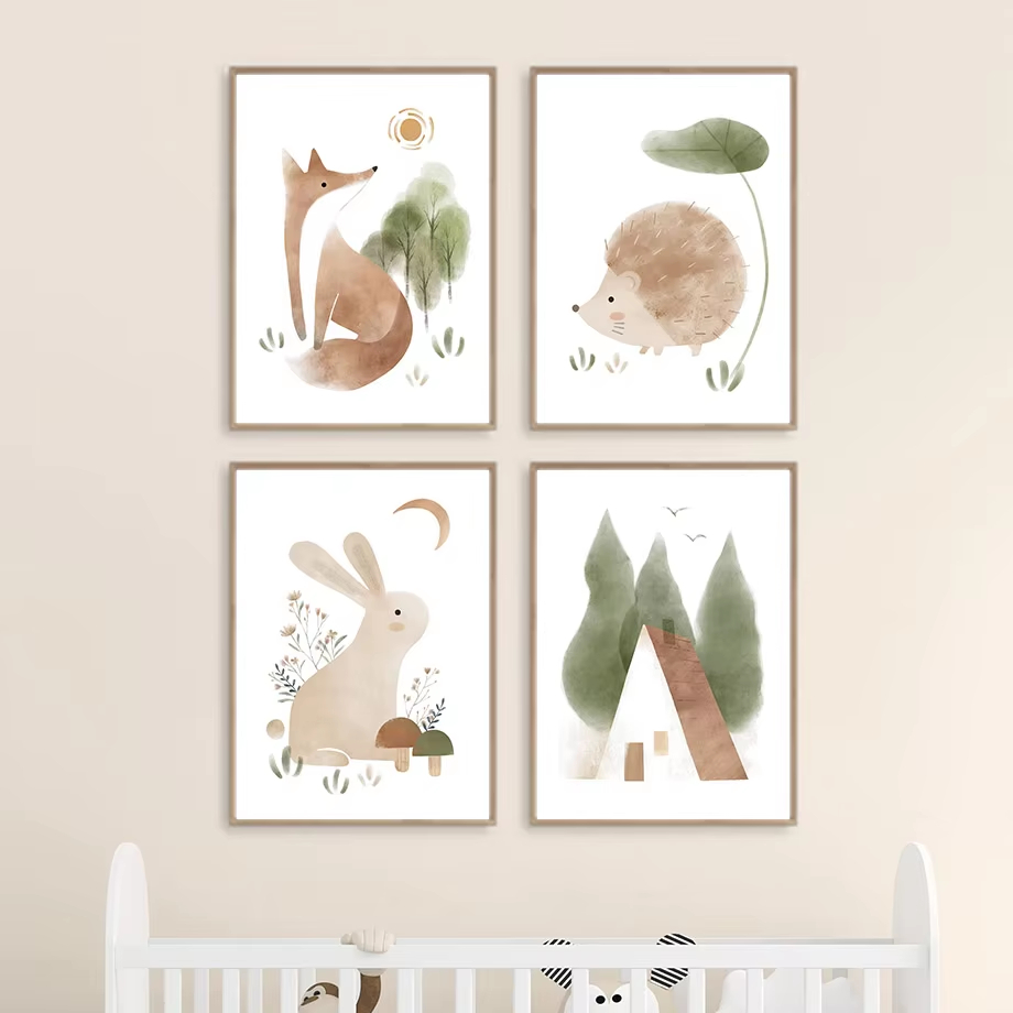 بوهو أرنب الثعلب القنفذ الطيور - مراجعة Baby Nursery Animal Pictures وسعره