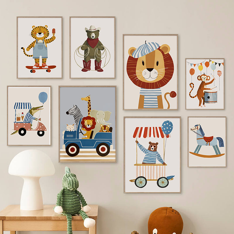 لوحات فنية كرتونية مضحكة لحيوا - مراجعة Baby Nursery Animal Pictures وسعره