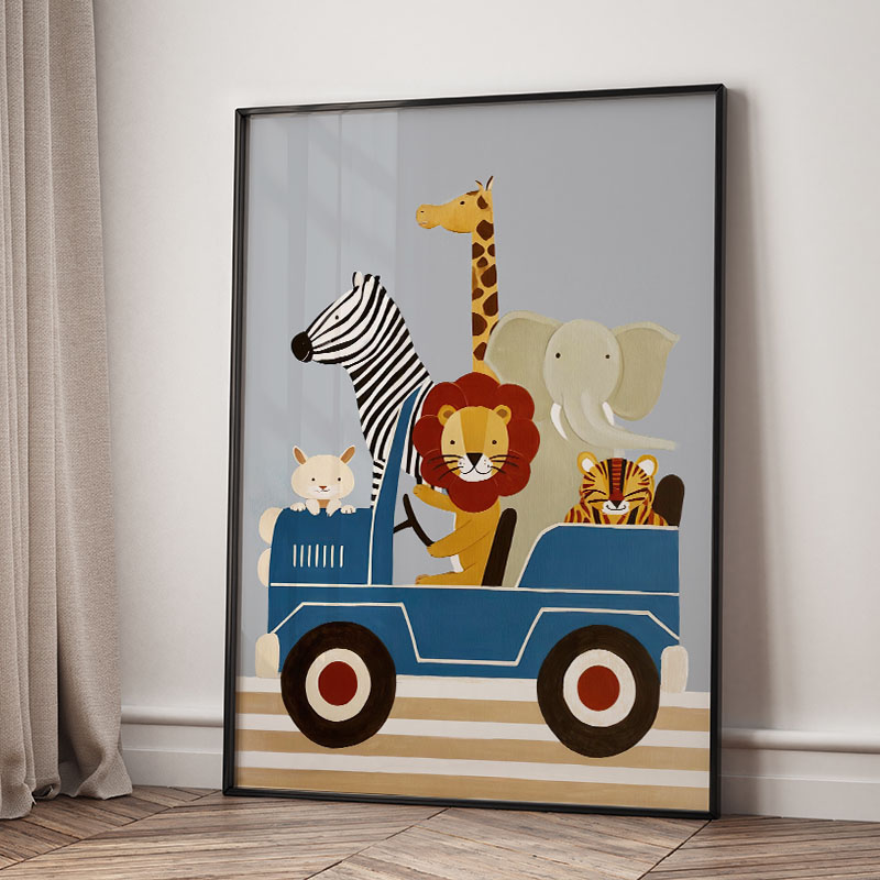لوحات فنية كرتونية مضحكة لحيوا - مراجعة Baby Nursery Animal Pictures وسعره