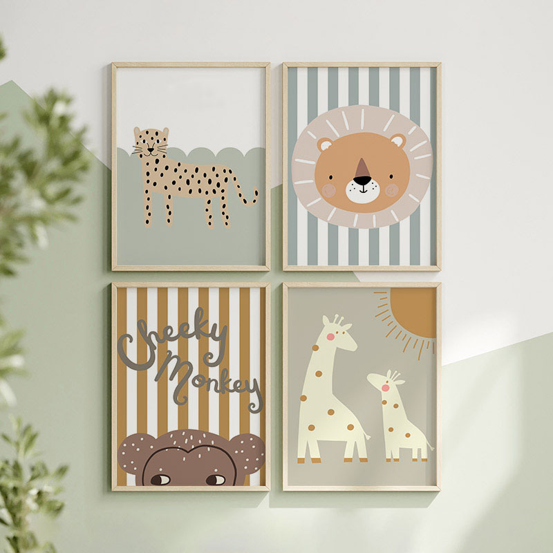 لوحات فنية جدارية للأطفال بتصم - مراجعة Baby Nursery Animal Pictures وسعره