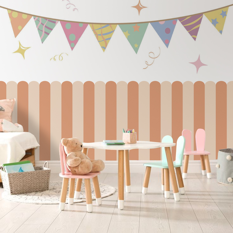 متعدد الألوان عمودي مخطط قوس خ - مراجعة Baby Nursery Stickers وسعره