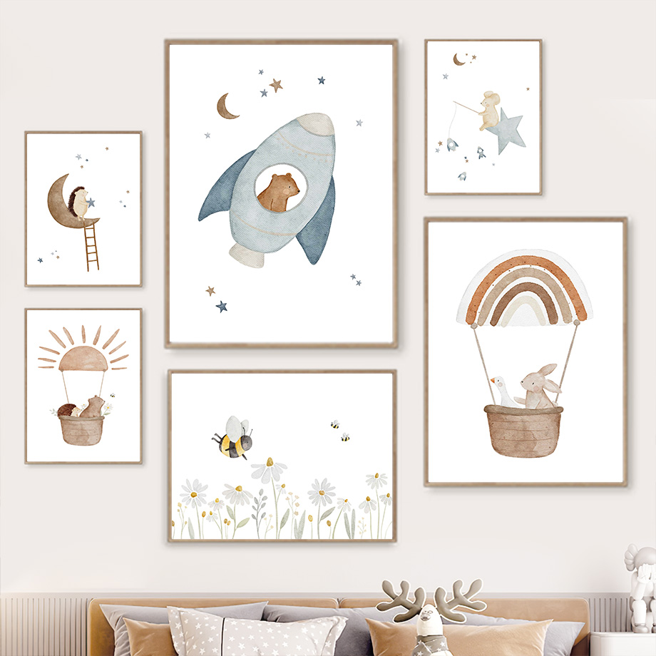 حيوانات كرتونية حضانة جدارية ف - مراجعة Baby Nursery Animal Pictures وسعره